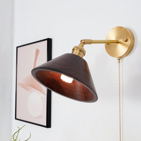 Aureo Vintage-Style Wood Wall Lamp mounting hardware detail - OpalDwell