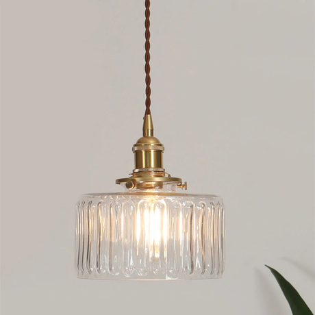 Adjustable height glass pendant light close-up