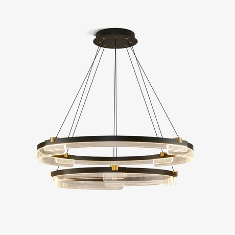 Two-Tier LED Chandelier in Black and Gold Finish OpalDwell