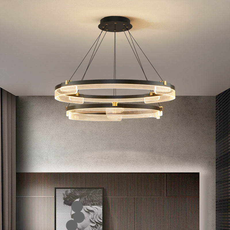 Double Ring LED Chandelier with Acrylic Ceiling Design