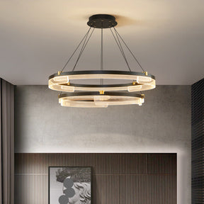 Double Ring LED Chandelier with Acrylic Ceiling Design OpalDwell