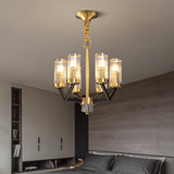 Gold Glass Cylinder Chandelier for Entryway Ceiling