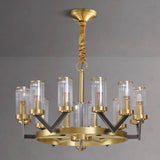 Gold Glass Cylinder Chandelier for Bedroom Lighting