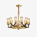 Gold Chandelier Modern Glass Cylinder Design for Living Room