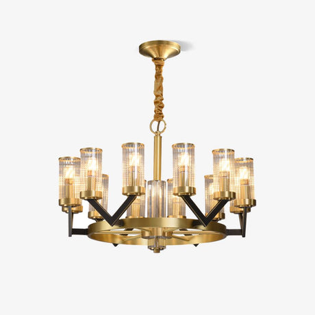 Gold Chandelier Modern Glass Cylinder Design for Living Room