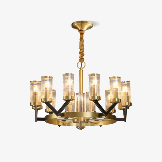 Gold Chandelier Modern Glass Cylinder Design for Living Room