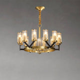Gold Glass Cylinder Chandelier for Transitional Decor