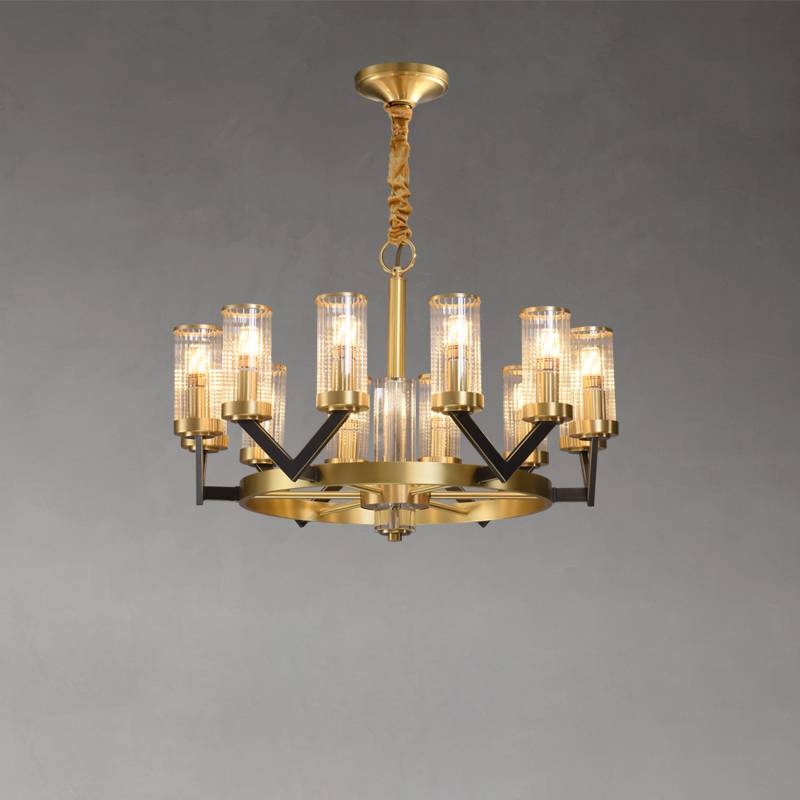 Gold Glass Cylinder Chandelier for Transitional Decor