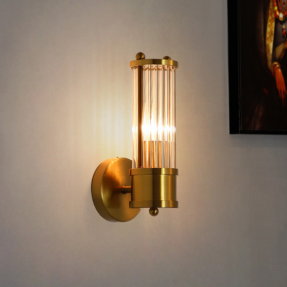 Wall light for bathroom with gold finish sconce