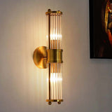 Wall light for bathroom - glass and iron construction