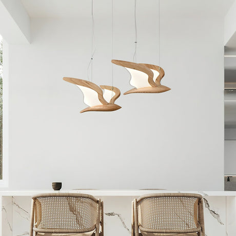 Metal and Wood Chandelier with Acrylic Detail