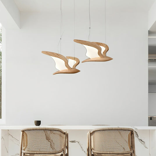 Metal and Wood Chandelier with Acrylic Detail