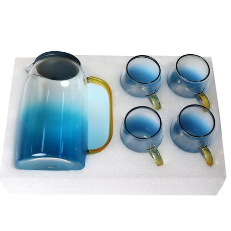 Azure ombre glass pitcher for beverages