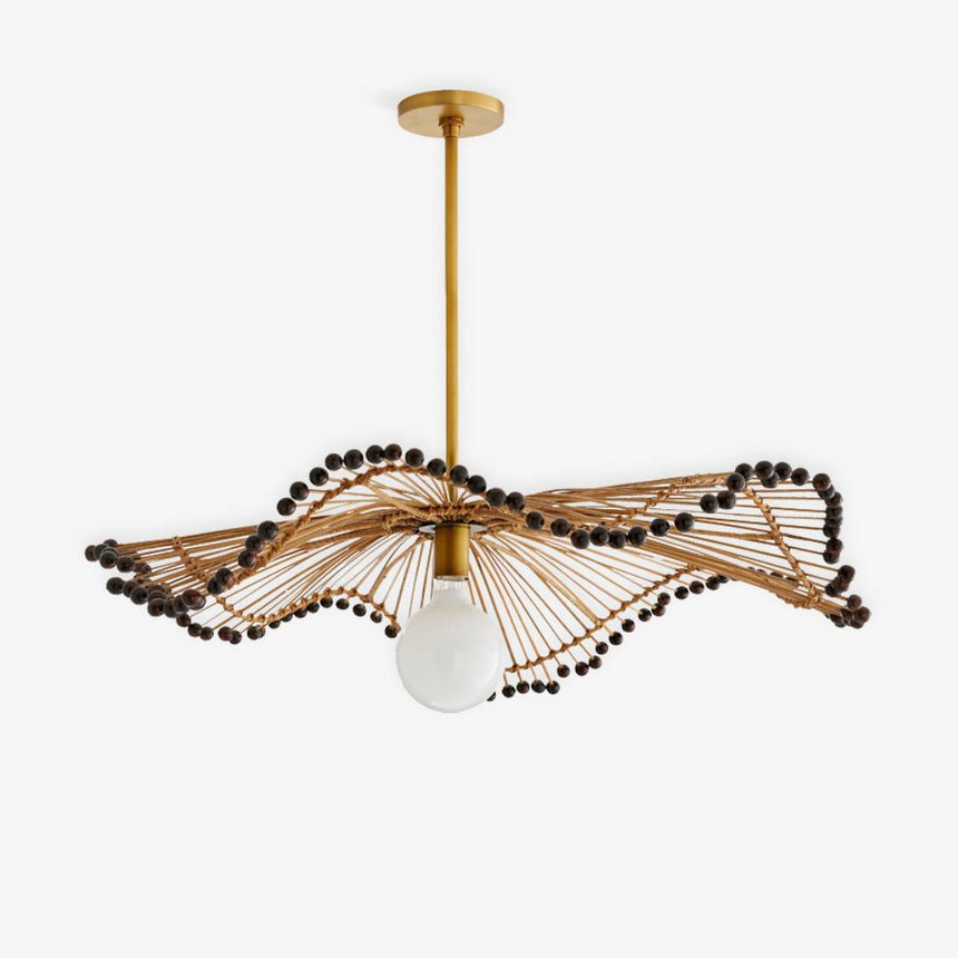 Woven Rattan Pendant Lamp Close-Up of Weave Detail