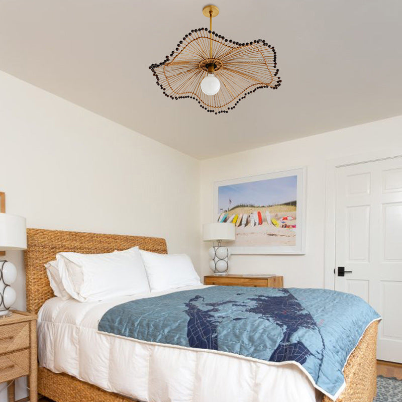 Rattan Pendant Light Warm Ambient Ceiling Fixture