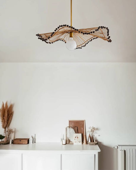 Woven Rattan Pendant Lamp Wabi-Sabi Style Design