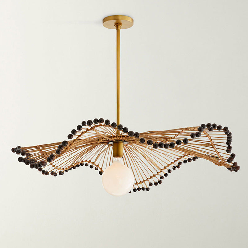 Woven Rattan Pendant Light Sculptural Ceiling Fixture