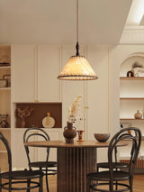 Pendant Light In Wood And Fabric Finish - OroDwell