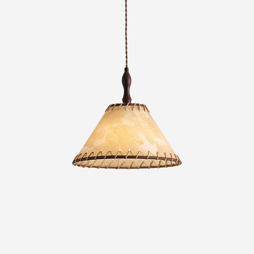 Wood Pendant Light Fabric Shade Detail View - OroDwell