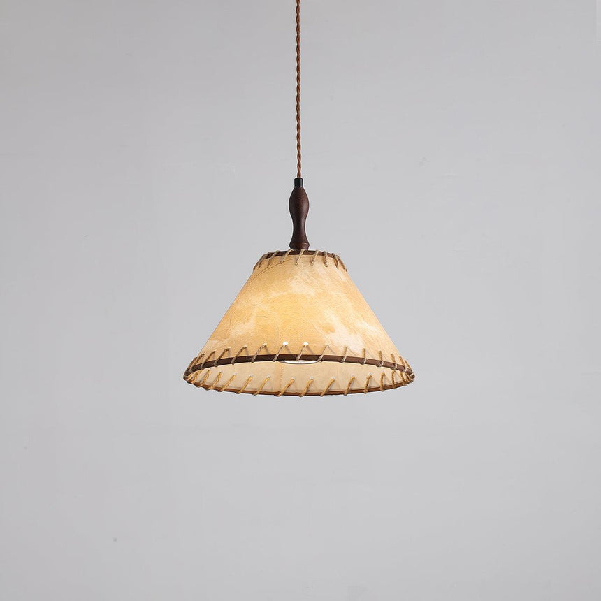 Wood And Fabric Pendant Light With Rustic Design - OroDwell