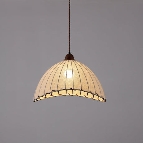 Pendant Light In Wood And Fabric Finish - OroDwell