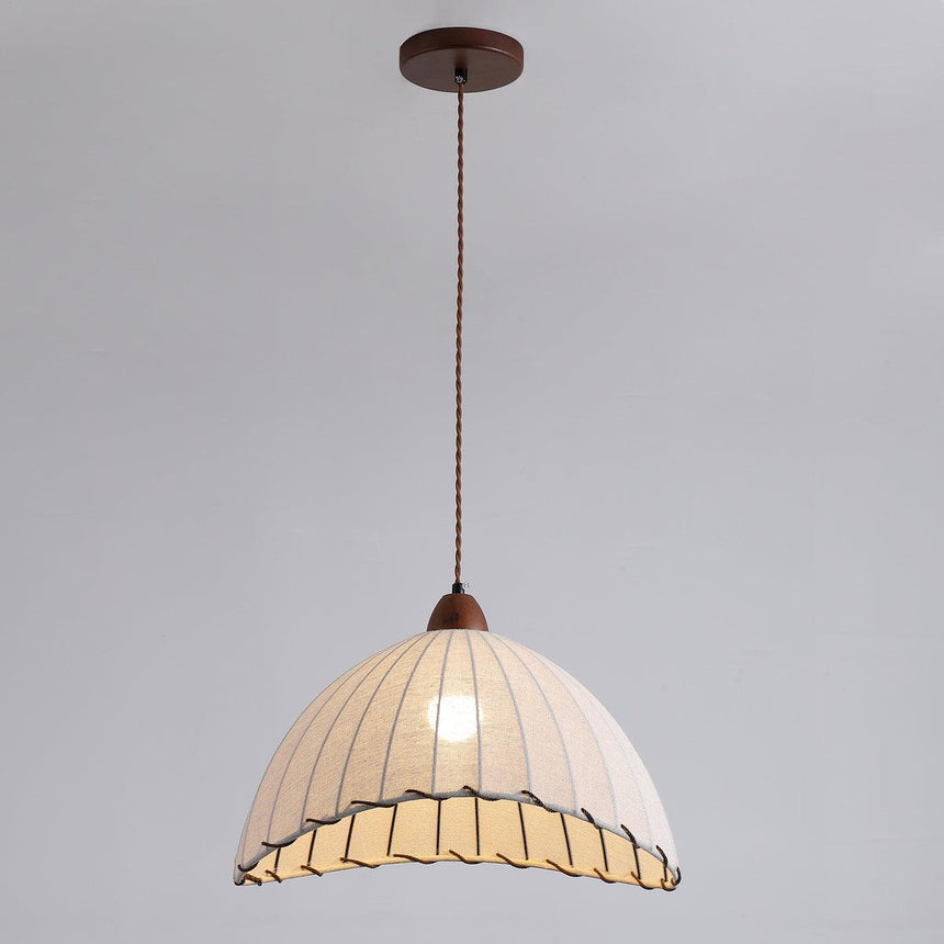 Wood Pendant Light Fabric Shade Detail View - OroDwell