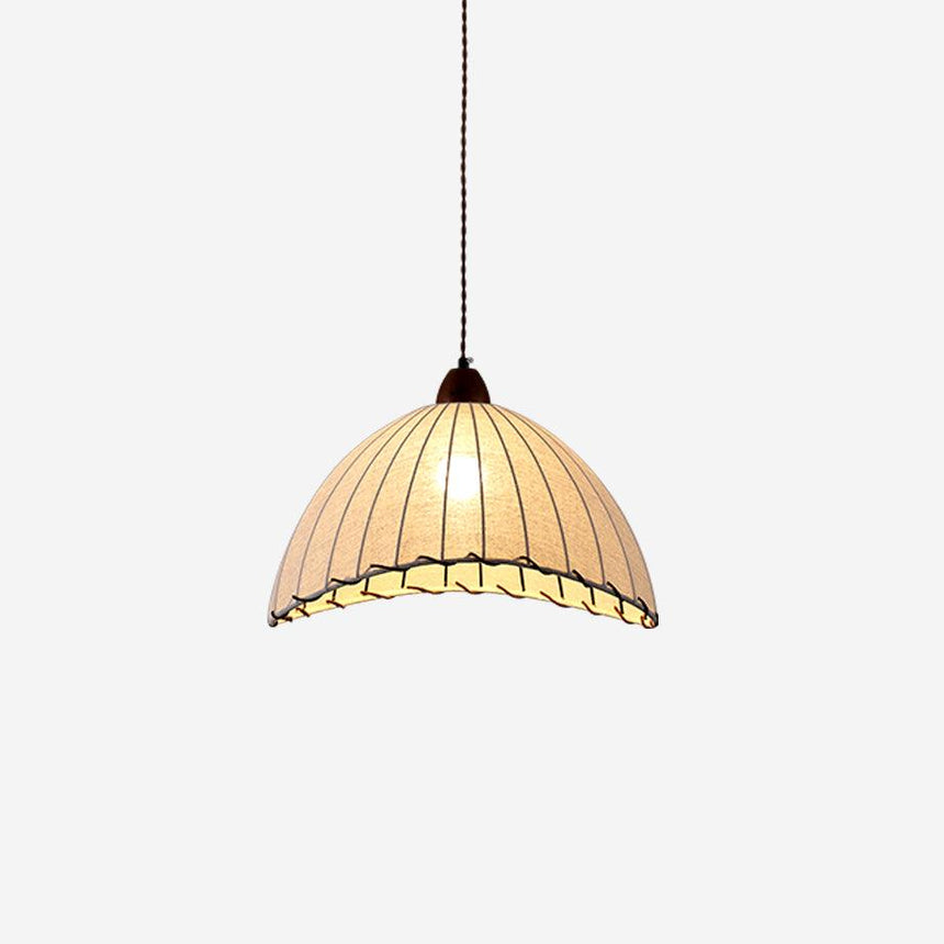 TimberLume Wood Pendant Light With Soft Fabric Shade - OpalDwell
