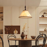 TimberLume Wood Pendant Light With Soft Fabric Shade - OpalDwell