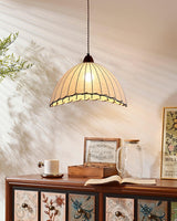 TimberLume Wood Pendant Light With Soft Fabric Shade - OpalDwell