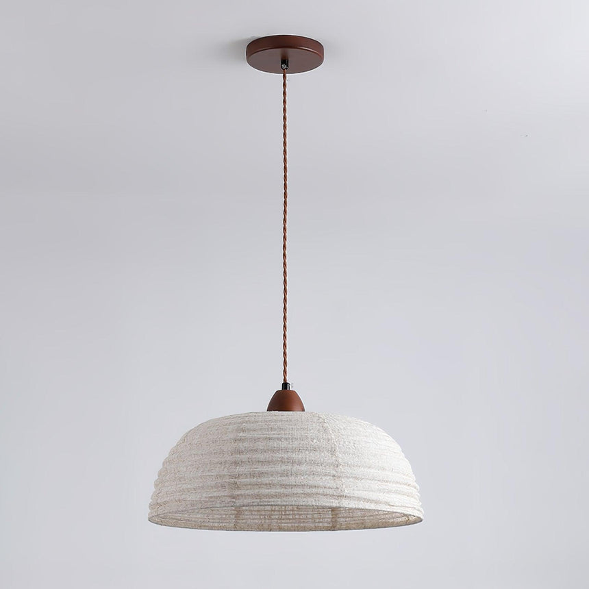 TimberLume Wood Pendant Light With Soft Fabric Shade - OpalDwell