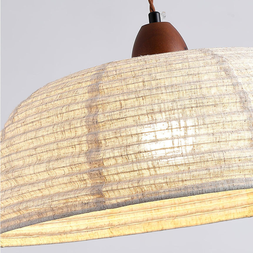 Wood And Fabric Pendant Light With Rustic Design - OroDwell