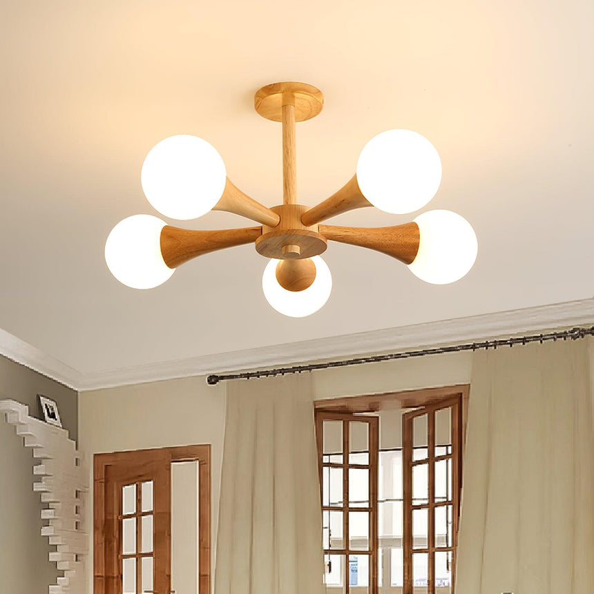 Wood Pendant Light Natural Elegance Close-Up Detail - OpalDwell