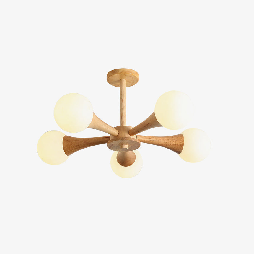 SylvaLume Wooden Pendant Lamp Full Fixture Front View - OpalDwell