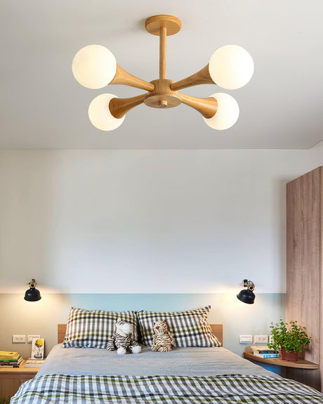 Wood Pendant Light Living Room Ceiling Accent View - OpalDwell