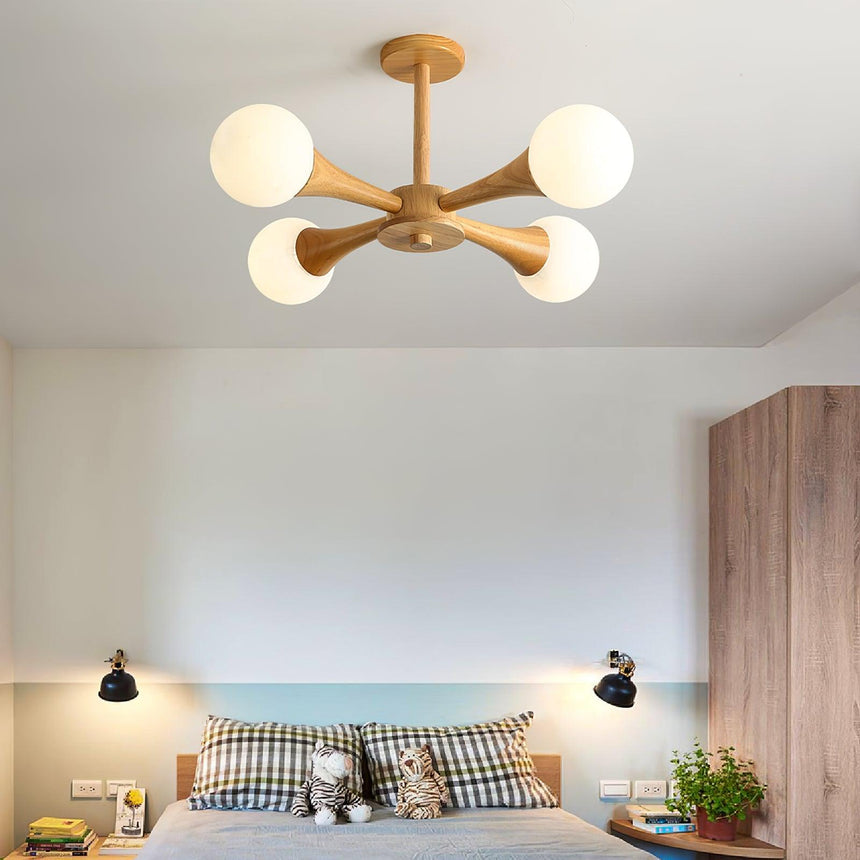 SylvaLume Wooden Pendant Lamp Side Detail View - OpalDwell