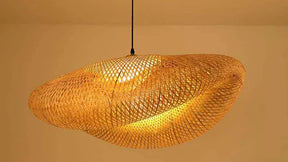 woven rattan pendant light for boho interiors