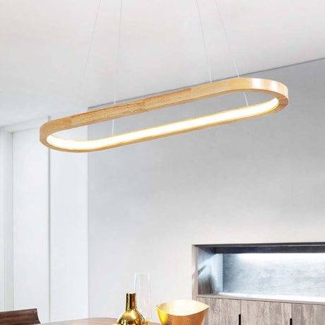 Wood Pendant Lamp Close-Up of LED Strip
