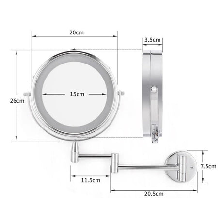 Led wall mount makeup mirror for small bathroom spaces