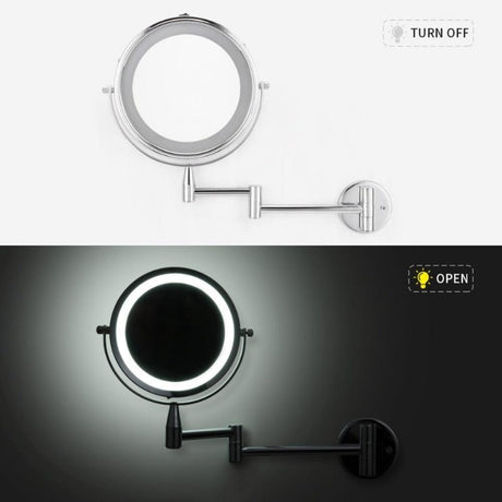 Led wall mount makeup mirror - dual-arm extension