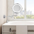 Led wall mount makeup mirror with dual-arm extension
