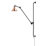 The rose gold cone shade on a black arm, seen on a white background