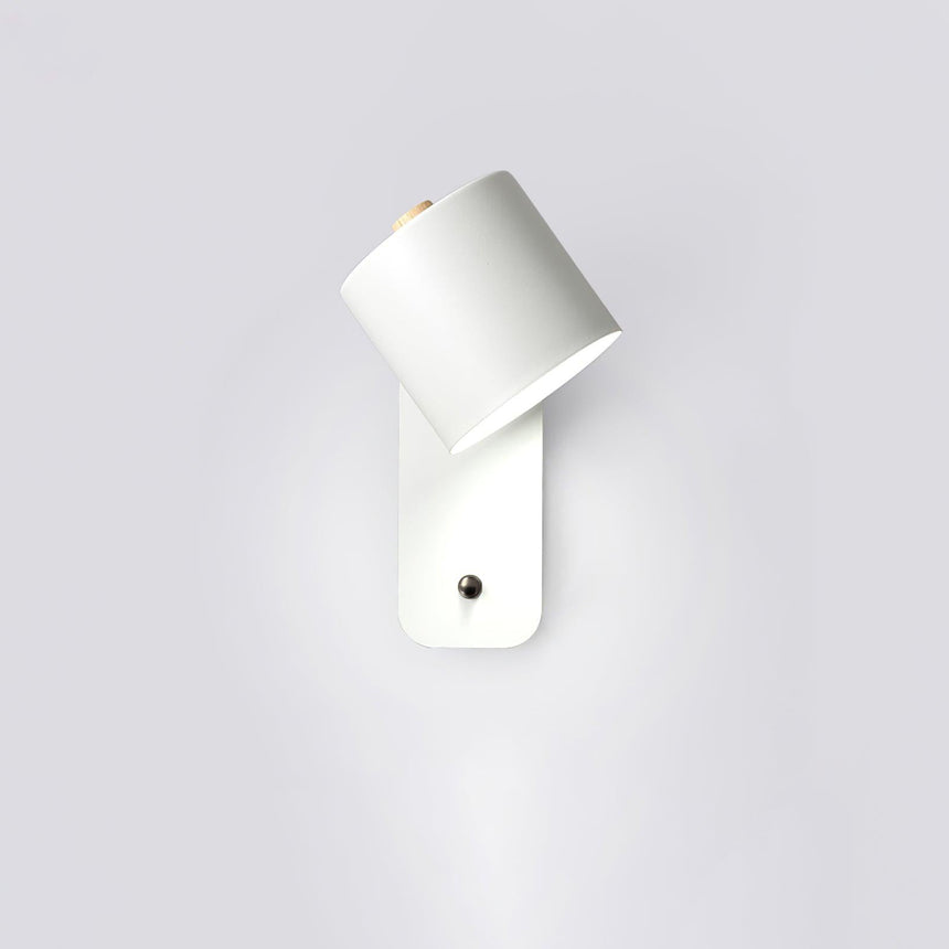 The white version seen at an angle, the head turned away from the wall plate
