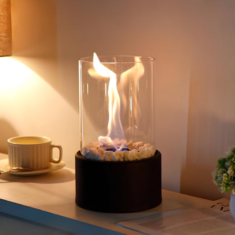 Oil lamp on dining table for evening ambiance