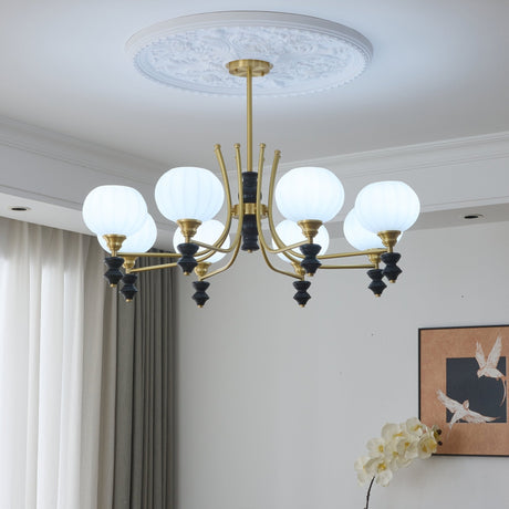 The opal shades lit in a cooler tone against a plain pale ground