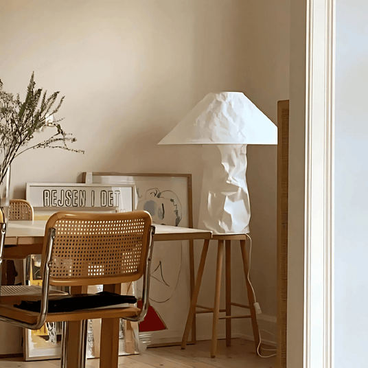 Paper shade metal table lamp fixture