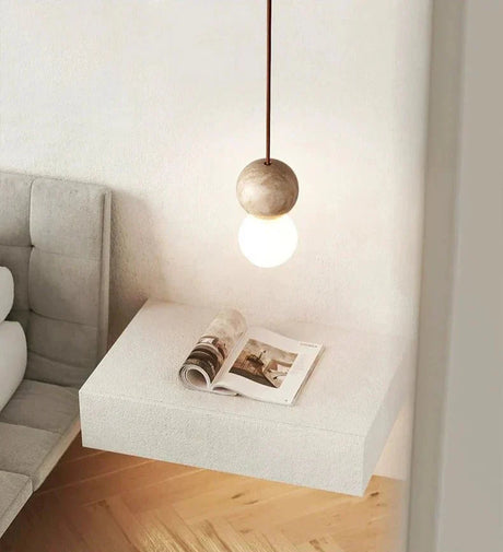Stone Pendant Light with Adjustable Cord Design