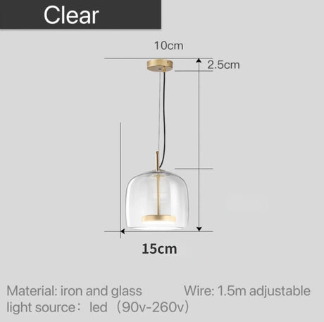 The clear 15 cm version drawn with its width and cord marked