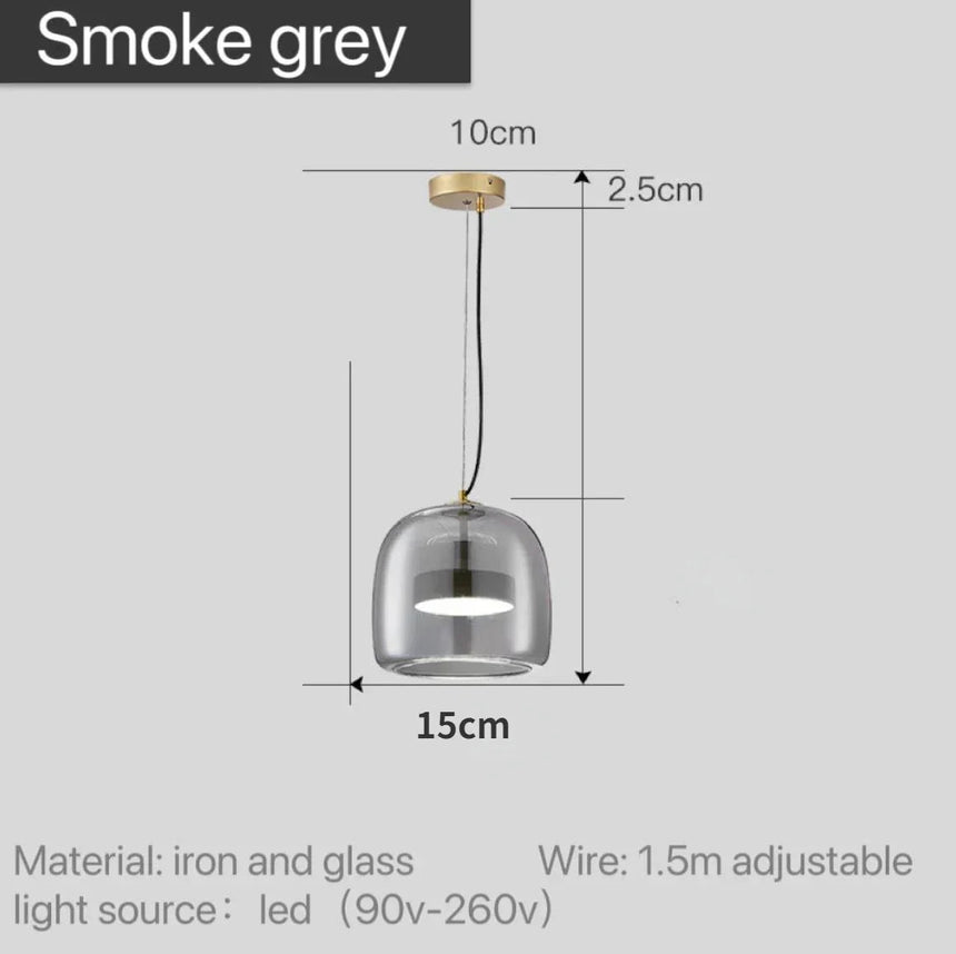 The smoke gray 15 cm version drawn with its width and cord marked