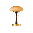 The amber glass version of the lamp seen front on, plain ground