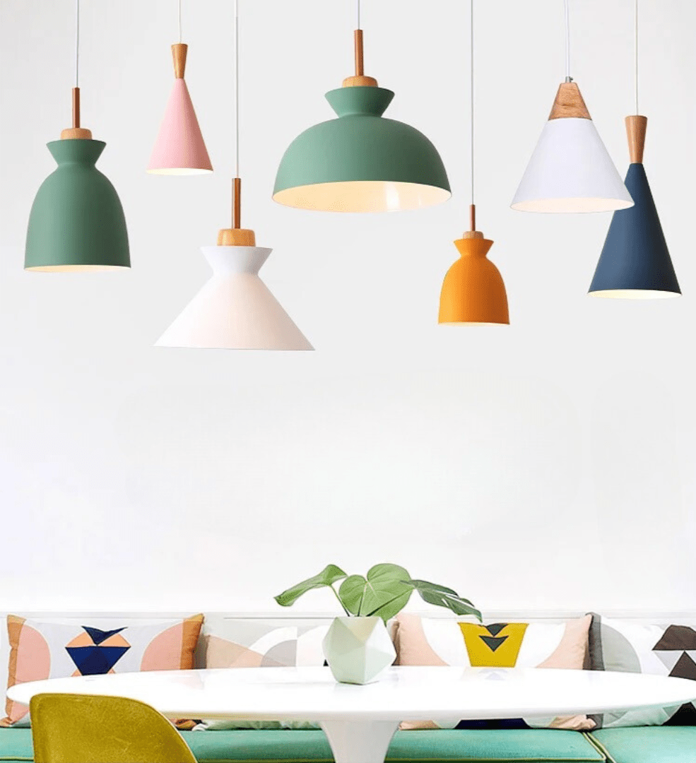 Metal Pendant Light – square painted design | OroDwell
